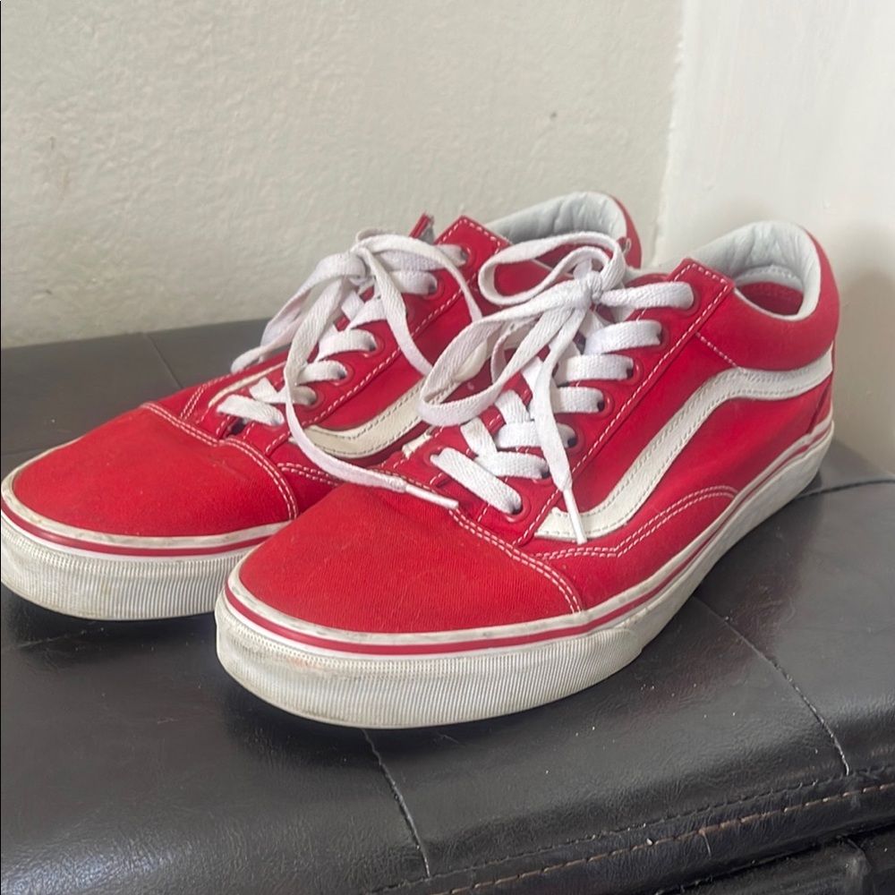 Vans Red and White Classic Sneakers